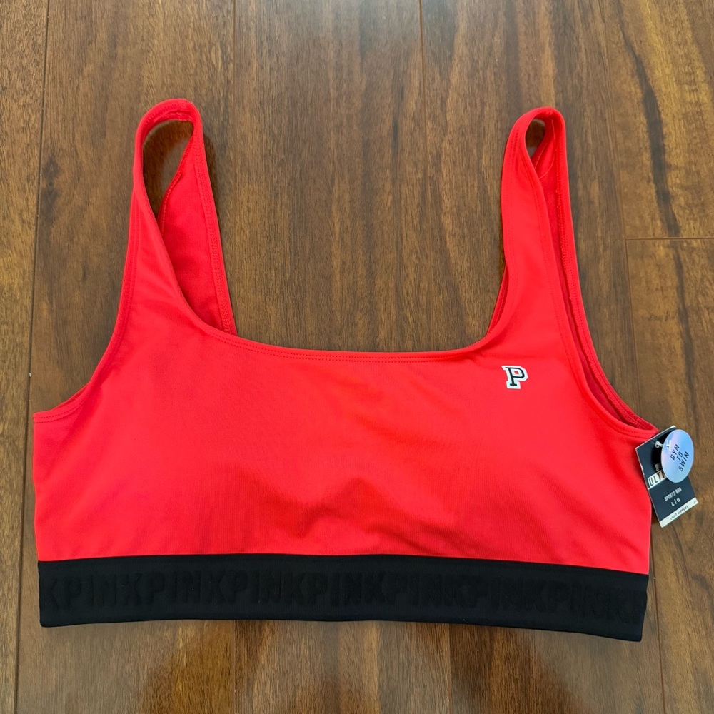 NWT Victoria’s Secret PINK Ultimate Gym to Swim Sports Bra Red Black Size Large